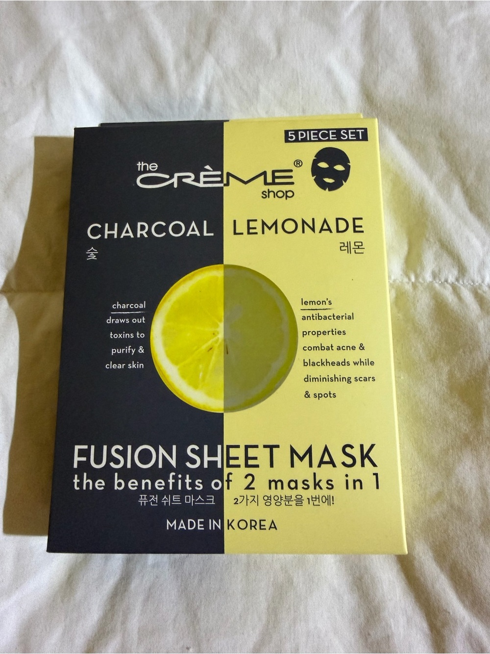 The Crème Shop Charcoal & Lemonade Fusion Sheet Mask (5) — Yellow/Black